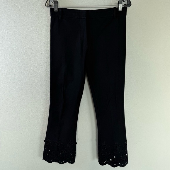 Derek Lam 10 Crosby Cropped Flare Trouser Pant Black Eyelet Embroidery Women’s 4 - Picture 3 of 11